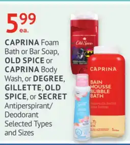 IDA Pharmacy CAPRINA, OLD SPICE, DEGREE, GILLETTE or SECRET offer