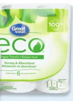 Walmart Great Value Eco bathroom tissue paper towels 6-pack offer
