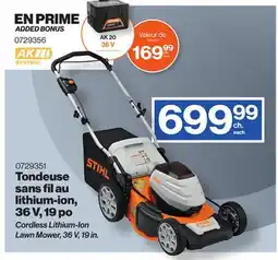 Patrick Morin Cordless Lithium-Ion Lawn Mower, 36 V, 19 in offer