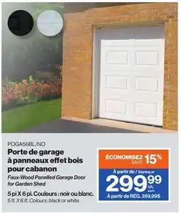 Patrick Morin Faux-Wood Panelled Garage Door for Garden Shed offer