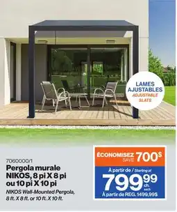 Patrick Morin NIKOS Wall-Mounted Pergola, 8 ft. X 8 ft. or 10 ft. X 10 ft offer