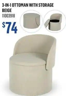 Canac 3-in-1 Ottoman with Storage Beige offer