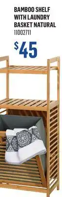 Canac Bamboo Shelf with Laundry Basket Natural offer