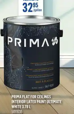 Canac Prima Flat for Ceilings Interior Latex Paint Ultimate White 3.78 L offer
