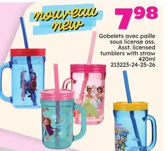 Rossy Asst. licensed tumblers with straw 420ml offer