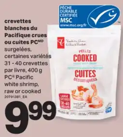L'Intermarché CREVETTES BLANCHES DU PACIFIQUE CRUES OU CUITES 31 - 40 crevettes par livre, 400 g offer