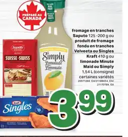 L'Intermarché FROMAGE EN TRANCHES 125 -200 G OU FONDU EN TRANCHES VELVEETA OU SINGLES 410 G OU LIMONADE, 1,54 L offer