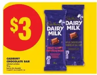No Frills CADBURY CHOCOLATE BAR offer