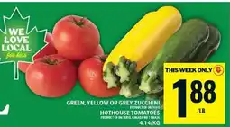 Food Basics Green, Yellow or Grey Zucchini & Hothouse Tomatoes offer