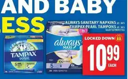 Food Basics ALWAYS SANITARY NAPKINS TAMPAX PEARL TAMPONS offer