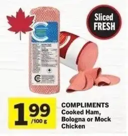 IGA Compliments cooked ham, bologna or mock chicken offer