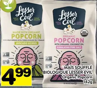 Supermarché PA MAÏS SOUFFLÉ BIOLOGIQUE LESSER EVIL | ORGANIC POPCORN offer