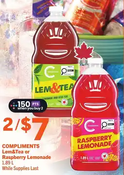 IGA Compliments lem&tea or raspberry lemonade offer