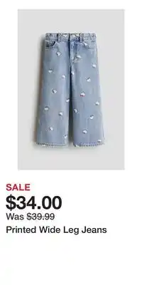 H&M Printed Wide Leg Jeans offer