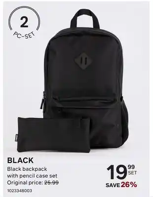 Bentley BLACK Black backpack with pencil case set offer