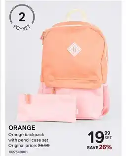 Bentley ORANGE Orange backpack with pencil case set offer