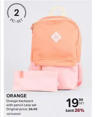 Bentley ORANGE Orange backpack with pencil case set offer