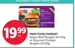 Rexall M&M FOOD MARKET Angus Beef Burgers 6x142g or Gourmet Chicken Burgers 6x142g offer