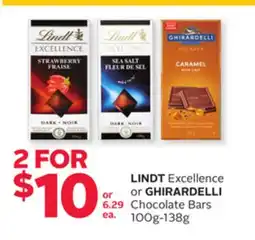 Rexall LINDT Excellence or GHIRARDELLI Chocolate Bars offer