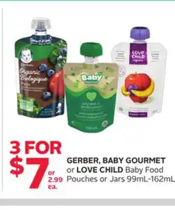 Rexall GERBER, BABY GOURMET or LOVE CHILD Baby Food Pouches or Jars offer