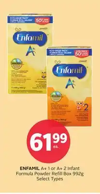 Rexall ENFAMIL A + 1 or A + 2 Infant Formula Powder Refill Box 992g offer