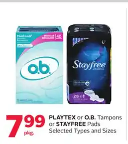 Rexall PLAYTEX or O. B. Tampons or STAYFREE Pads offer