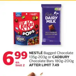 Rexall NESTLÉ Bagged Chocolate 135g-203g or CADBURY Chocolate Bars 180g-200g offer