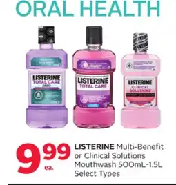 Rexall LISTERINE Multi-Benefit or Clinical Solutions Mouthwash 500mL-1.5L offer