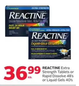 Rexall REACTINE Extra Strength Tablets or Rapid Dissolve 48's or Liquid Gels 40's offer