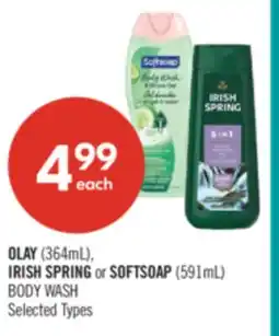 Shoppers Drug Mart OLAY (364mL), IRISH SPRING or SOFTSOAP (591mL) BODY WASH offer