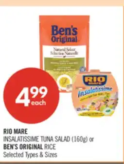 Shoppers Drug Mart RIO MARE INSALATISSIME TUNA SALAD (160g) or BEN'S ORIGINAL RICE offer