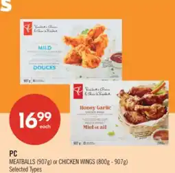 Shoppers Drug Mart PC MEATBALLS (907g) or CHICKEN WINGS (800g - 907g) offer