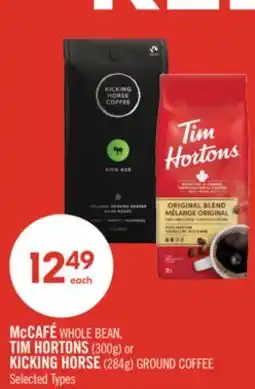 Shoppers Drug Mart McCAFÉ WHOLE BEAN, TIM HORTONS (300g) or KICKING HORSE (284g) GROUND COFFEE offer