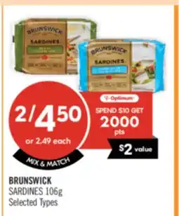 Shoppers Drug Mart BRUNSWICK SARDINES 106 g offer