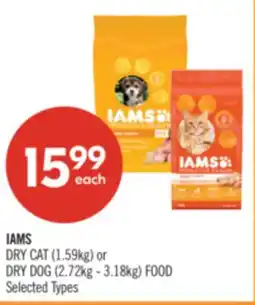 Shoppers Drug Mart IAMS DRY CAT (1.59kg) or DRY DOG (2.72kg - 3.18kg) FOOD offer