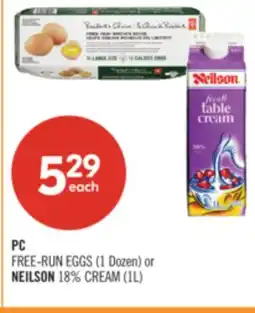 Shoppers Drug Mart PC FREE-RUN EGGS (1 Dozen) or NEILSON 18% CREAM (1L) offer