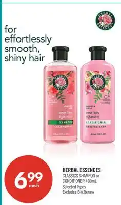 Shoppers Drug Mart HERBAL ESSENCES CLASSICS SHAMPOO or CONDITIONER 400mL offer