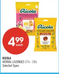 Shoppers Drug Mart RICOLA HERBAL LOZENGES 17's - 19's offer