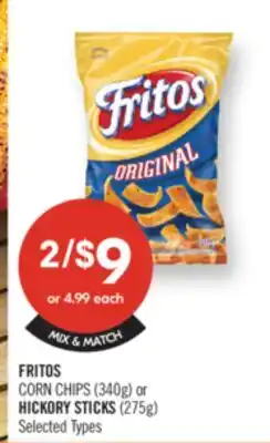 Shoppers Drug Mart FRITOS CORN CHIPS (340g) or HICKORY STICKS (275g) offer