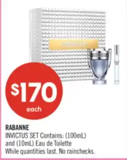 Shoppers Drug Mart RABANNE INVICTUS SET Contains: (100mL) and (10mL) Eau de Toilette offer