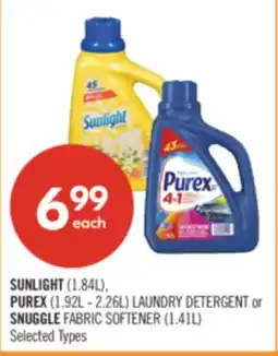 Shoppers Drug Mart SUNLIGHT (1.84L), PUREX (1.92L - 2.26L) LAUNDRY DETERGENT or SNUGGLE FABRIC SOFTENER (1.41L) offer