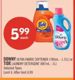 Shoppers Drug Mart DOWNY ULTRA FABRIC SOFTENER (780mL - 1.31L) or TIDE LAUNDRY DETERGENT (887mL - 1L) offer