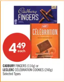 Shoppers Drug Mart CADBURY FINGERS (114g) or LECLERC CÉLÉBRATION COOKIES (240g) offer