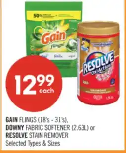Shoppers Drug Mart Gain Flings 18s - 31s Downy Fabric Softener 2.63 L or Resolve Stain Remover offer