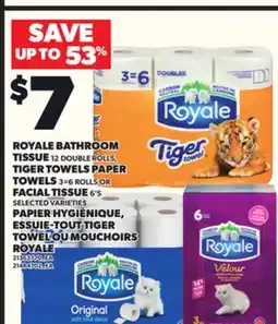 Independent City Market PAPIER HYGIÉNIQUE, ESSUIE-TOUT TIGER TOWEL OU MOUCHOIRS ROYALE offer
