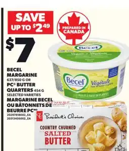 Independent City Market MARGARINE BECEL, 637/850 G OU BÂTONNETS DE BEURRE PC, 454 G offer