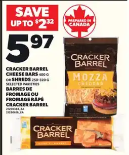 Independent City Market BARRES DE FROMAGE, 400 G OU FROMAGE RÂPÉ CRACKER BARREL, 250-320 G offer