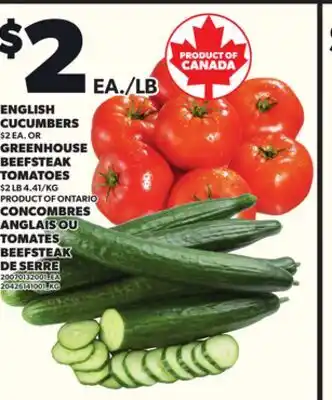 Independent City Market CONCOMBRES ANGLAIS OU TOMATES BEEFSTEAK DE SERRE offer