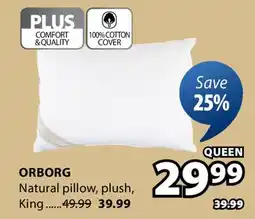JYSK ORBORG Natural pillow, plush offer