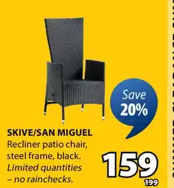 JYSK Skive/San Miguel Recliner Patio Chair offer